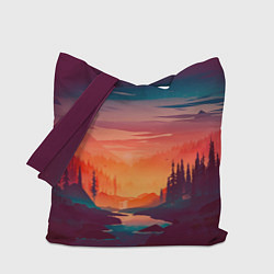 Сумка-шопер Minimal forest sunset, цвет: 3D-принт