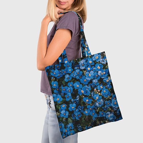 Сумка-шоппер Поле синих цветов фиалки лето / 3D-принт – фото 3