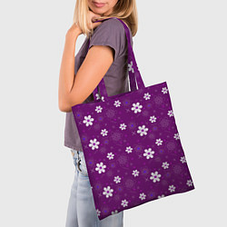 Сумка-шопер Узор цветы на фиолетовом фоне, цвет: 3D-принт — фото 2