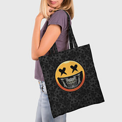 Сумка-шопер Смайлик на черепе Emoji, цвет: 3D-принт — фото 2