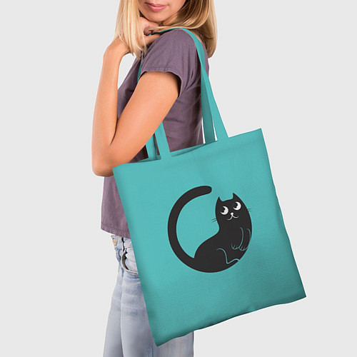 Сумка-шоппер Чёрный котя / 3D-принт – фото 3