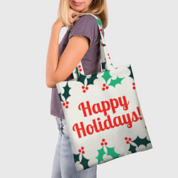 Сумка-шопер Happy holidays, цвет: 3D-принт — фото 2