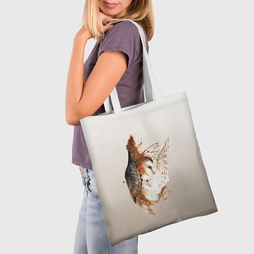 Сумка-шоппер Летящая сова рисунок / 3D-принт – фото 3