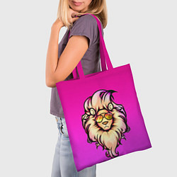 Сумка-шопер Модный лев в очках, цвет: 3D-принт — фото 2