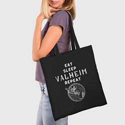 Сумка-шопер Eat Sleep Valheim Repeat, цвет: 3D-принт — фото 2