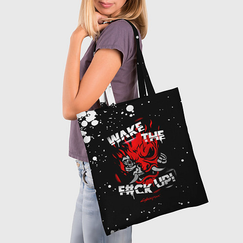 Сумка-шоппер WAKE THE F CK UP! / 3D-принт – фото 3
