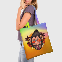 Сумка-шопер Веселая обезьяна в очках, цвет: 3D-принт — фото 2