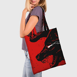 Сумка-шопер Красный волк 3D, цвет: 3D-принт — фото 2
