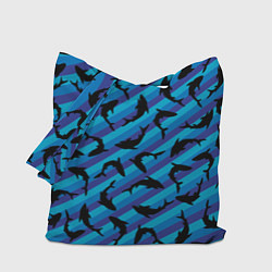 Сумка-шопер Черные акулы паттерн, цвет: 3D-принт