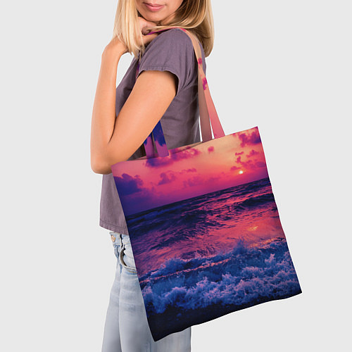 Сумка-шоппер Закат на берегу / 3D-принт – фото 3
