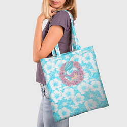 Сумка-шопер Русалочка и цветы, цвет: 3D-принт — фото 2