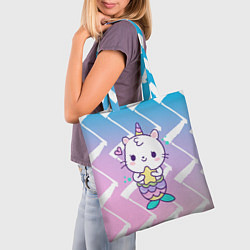 Сумка-шопер Котик-рыбка-единорог, цвет: 3D-принт — фото 2