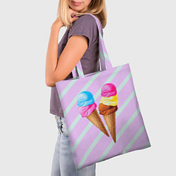 Сумка-шопер Мороженое графический фон, цвет: 3D-принт — фото 2