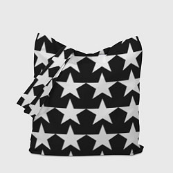 Сумка-шопер Белые звёзды на чёрном фоне, цвет: 3D-принт