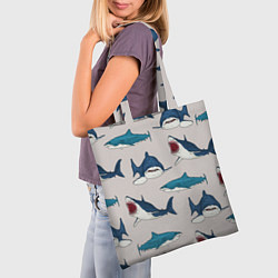 Сумка-шопер Кровожадные акулы паттерн, цвет: 3D-принт — фото 2