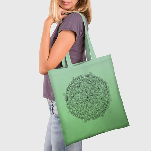Сумка-шоппер Peacefull green / 3D-принт – фото 3