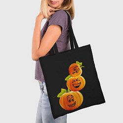 Сумка-шопер Хэллоуин смешные тыквы, цвет: 3D-принт — фото 2
