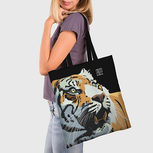 Сумка-шоппер Тигр перед атакой / 3D-принт – фото 3
