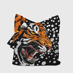 Сумка-шопер Амурский тигр и снегопад, цвет: 3D-принт