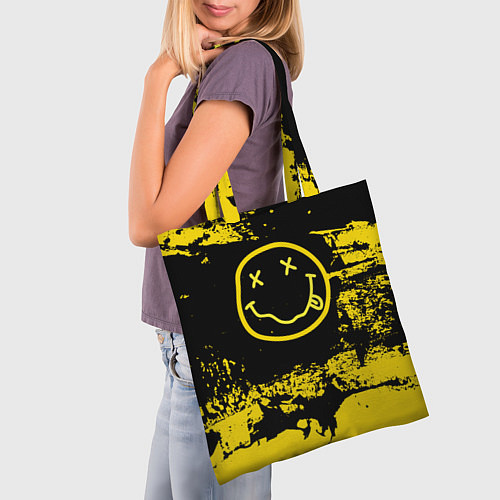 Сумка-шоппер Нирвана Гранж Nirvana Smile / 3D-принт – фото 3
