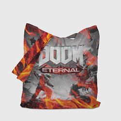 Сумка-шопер DOOM ETERNAL ДУМ ПАЛАЧ РОКА В ОГНЕ, цвет: 3D-принт