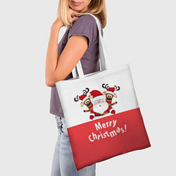 Сумка-шопер Санта с 2 Оленями, цвет: 3D-принт — фото 2