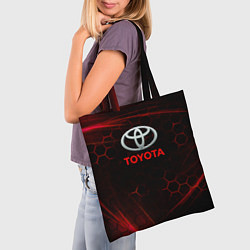 Сумка-шопер Toyota Неоновые соты, цвет: 3D-принт — фото 2