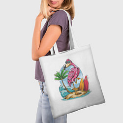 Сумка-шопер Фламинго На Острове, цвет: 3D-принт — фото 2