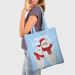 Сумка-шопер С Рождеством! Совы, цвет: 3D-принт — фото 2