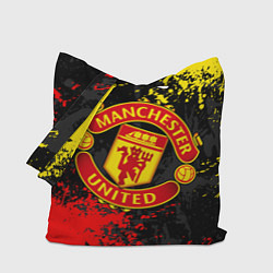 Сумка-шопер MANCHESTER UNITED, БРЫЗГИ КРАСОК, цвет: 3D-принт