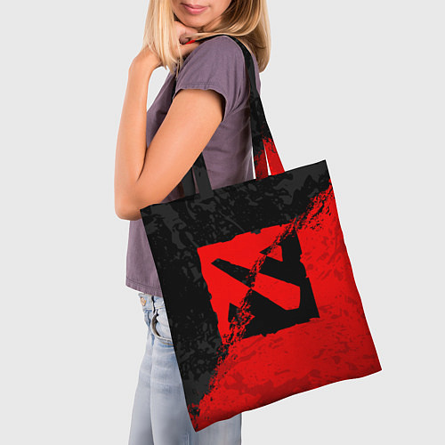 Сумка-шоппер DOTA 2 RED BLACK LOGO, БРЫЗГИ КРАСОК / 3D-принт – фото 3