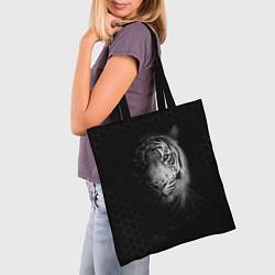 Сумка-шопер Тигр черно-белый соты, цвет: 3D-принт — фото 2