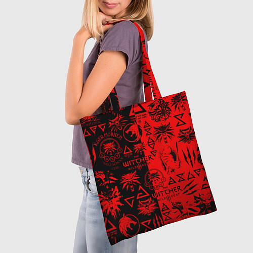 Сумка-шоппер THE WITCHER LOGOBOMBING BLACK RED / 3D-принт – фото 3