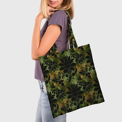 Сумка-шоппер Темные тропические листья / 3D-принт – фото 3
