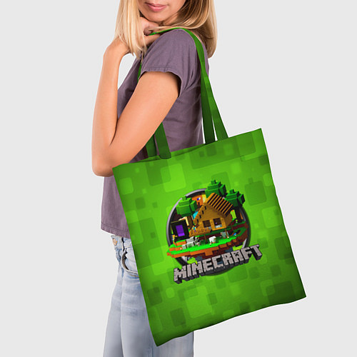 Сумка-шоппер Minecraft Logo Green / 3D-принт – фото 3