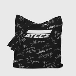 Сумка-шопер ATEEZ БЕЛЫЕ АВТОГРАФЫ УЗОР, цвет: 3D-принт