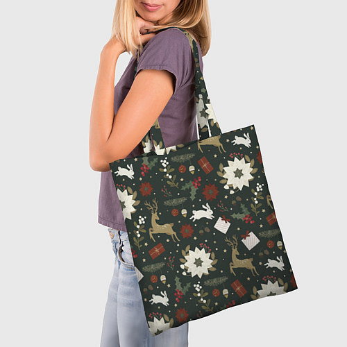 Сумка-шоппер Олени Новый Год / 3D-принт – фото 3