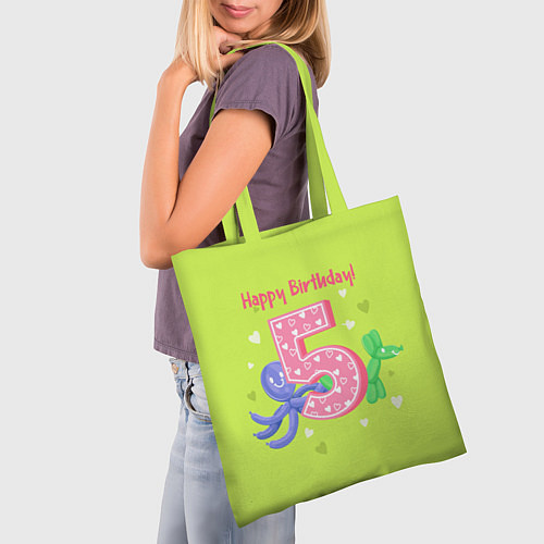 Сумка-шоппер Пятый день рождения / 3D-принт – фото 3