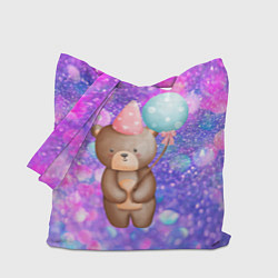 Сумка-шопер День Рождения - Медвежонок с шариками, цвет: 3D-принт