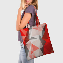 Сумка-шопер Красно-серая геометрия, цвет: 3D-принт — фото 2