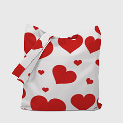 Сумка-шопер Красные сердечки Heart, цвет: 3D-принт