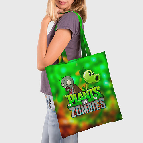 Сумка-шоппер Plants vs Zombies горохострел и зомби / 3D-принт – фото 3