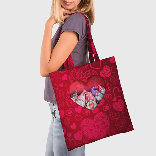 Сумка-шоппер Гномы в красном сердце / 3D-принт – фото 3