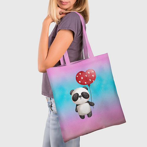Сумка-шоппер Маленькая панда с сердечком / 3D-принт – фото 3