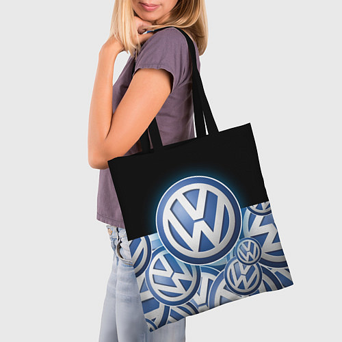 Сумка-шоппер Volkswagen Большое лого паттерн / 3D-принт – фото 3