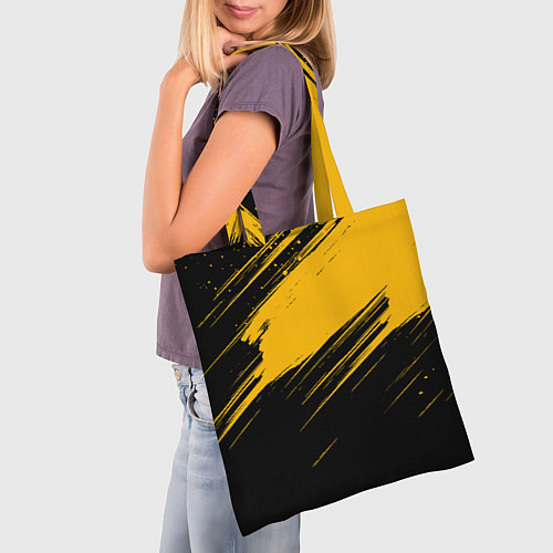 Сумка-шоппер Black and yellow grunge / 3D-принт – фото 3