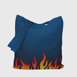 Сумка-шопер Пламя огня синий фон, цвет: 3D-принт