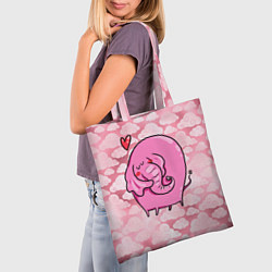 Сумка-шопер Розовый влюбленный слон, цвет: 3D-принт — фото 2