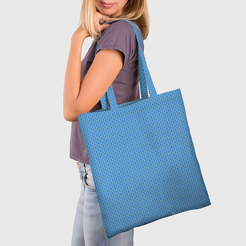 Сумка-шоппер Вязаный узор голубого цвета / 3D-принт – фото 3