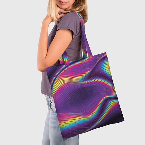 Сумка-шоппер Neon fashion pattern Wave / 3D-принт – фото 3